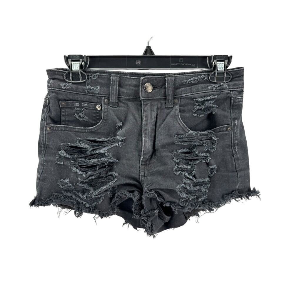 American Eagle Women's Black Wash Vintage Hi-Rise Festival Cut-Off Shorts Size 2 - Picture 1 of 5